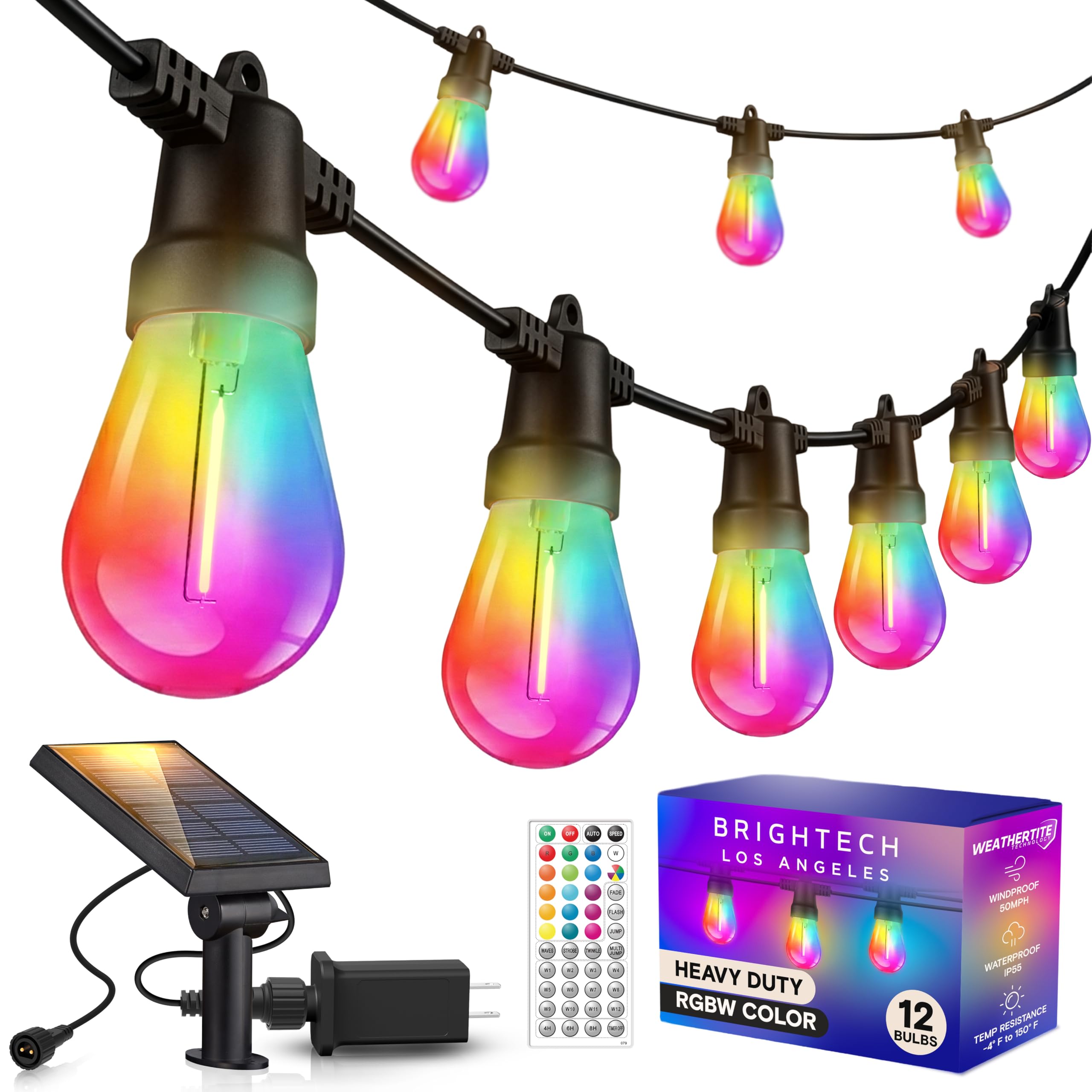 Brightech Ambience RGB Hybrid Outdoor String Lights - Color